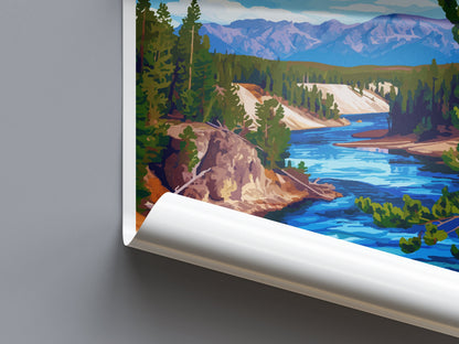 Yellowstone National Park Travel Print Wall Art Yellowstone National Park Wall Hanging Home Décor Yellowstone National Park Art Gift Poster