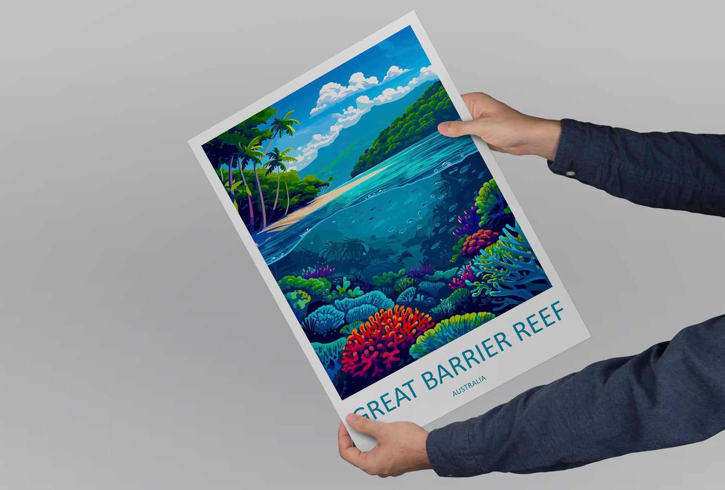 Great Barrier Reef Travel Print Wall Art Great Barrier Reef Wall Hanging Home Décor Great Barrier Reef Gift Art Lovers Wall Art Australia