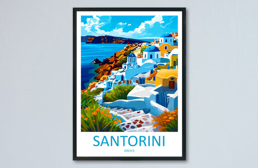 Santorini Travel Print Wall Art Santorini Greece Wall Hanging Home Decoration Santorini Gift Art Lovers Wall Art Print Santorini Greek Print