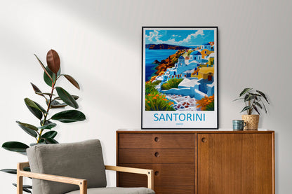Santorini Travel Print Wall Art Santorini Greece Wall Hanging Home Decoration Santorini Gift Art Lovers Wall Art Print Santorini Greek Print