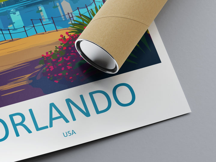 Orlando Travel Print Wall Art Orlando Wall Hanging Home Décor Orlando Gift Art Lovers Gift Beach Florida Orlando Print For Florida City