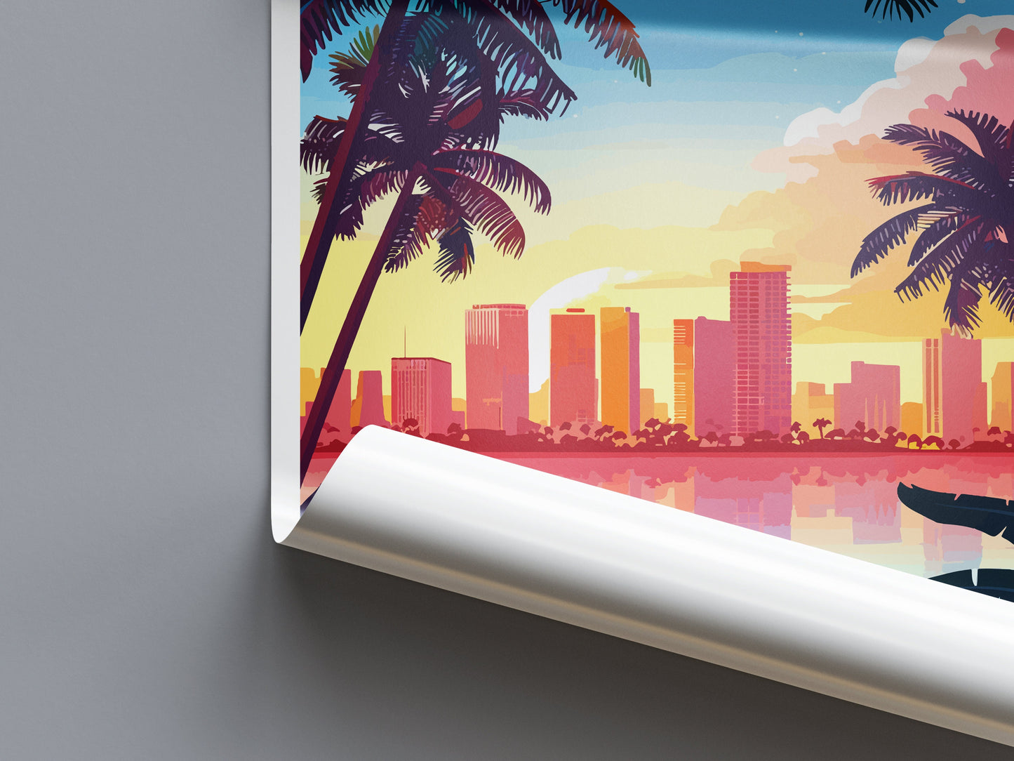Miami Travel Print Wall Art Miami Wall Hanging Home Décor Miami Gift Art Lovers Florida Art Lover Gift Florida Print