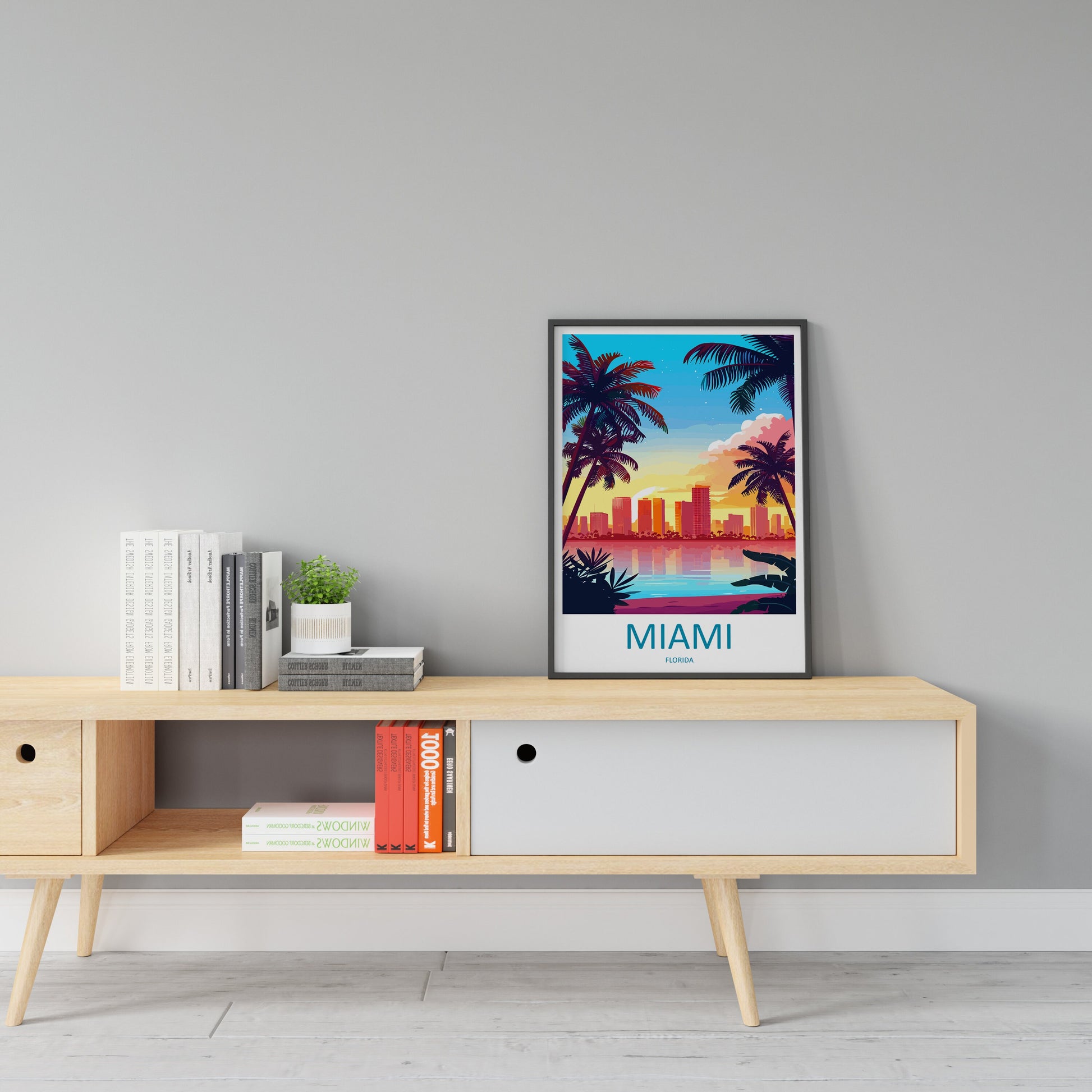 Miami Travel Print Wall Art Miami Wall Hanging Home Décor Miami Gift Art Lovers Florida Art Lover Gift Florida Print
