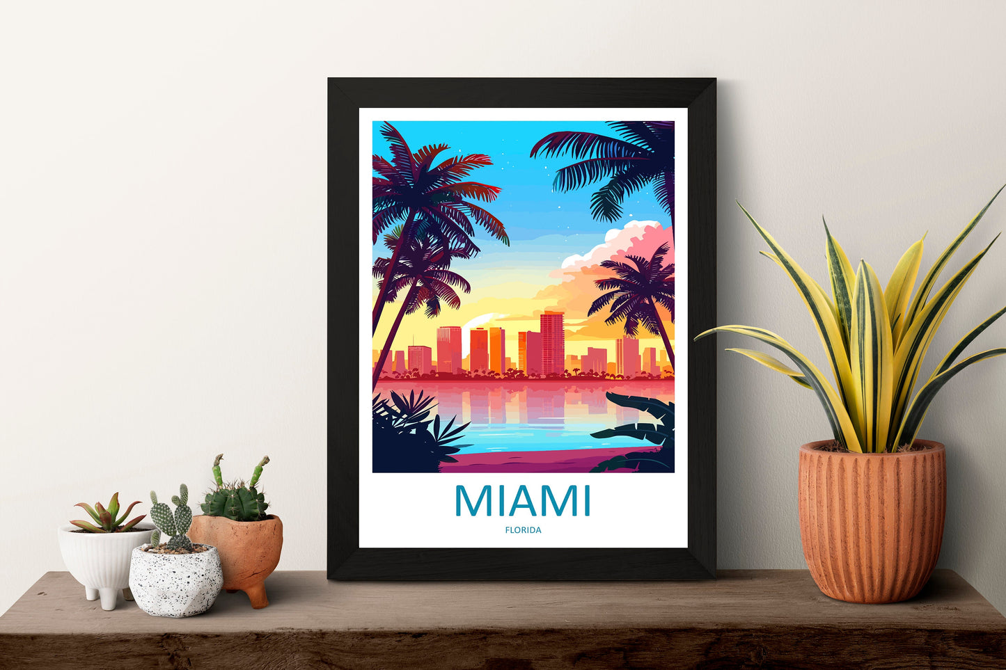 Miami Travel Print Wall Art Miami Wall Hanging Home Décor Miami Gift Art Lovers Florida Art Lover Gift Florida Print