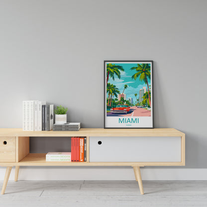 Miami Travel Print Wall Art Miami Wall Hanging Home Décor Miami Gift Art Lovers Florida Art Lover Gift Florida Print