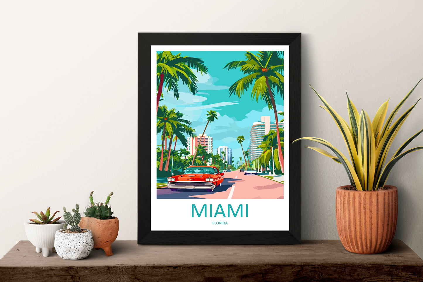 Miami Travel Print Wall Art Miami Wall Hanging Home Décor Miami Gift Art Lovers Florida Art Lover Gift Florida Print