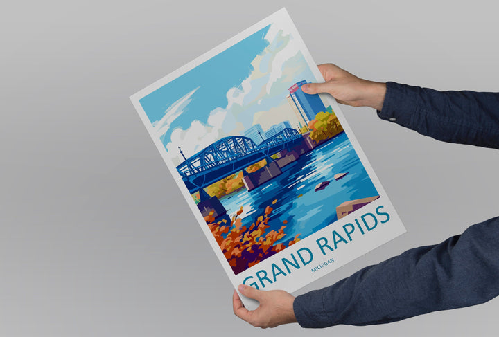 Grand Rapids Travel Print Wall Art Grand Rapids Wall Hanging Home Décor Grand Rapids Gift Art Lovers Michigan Art Lover Gift