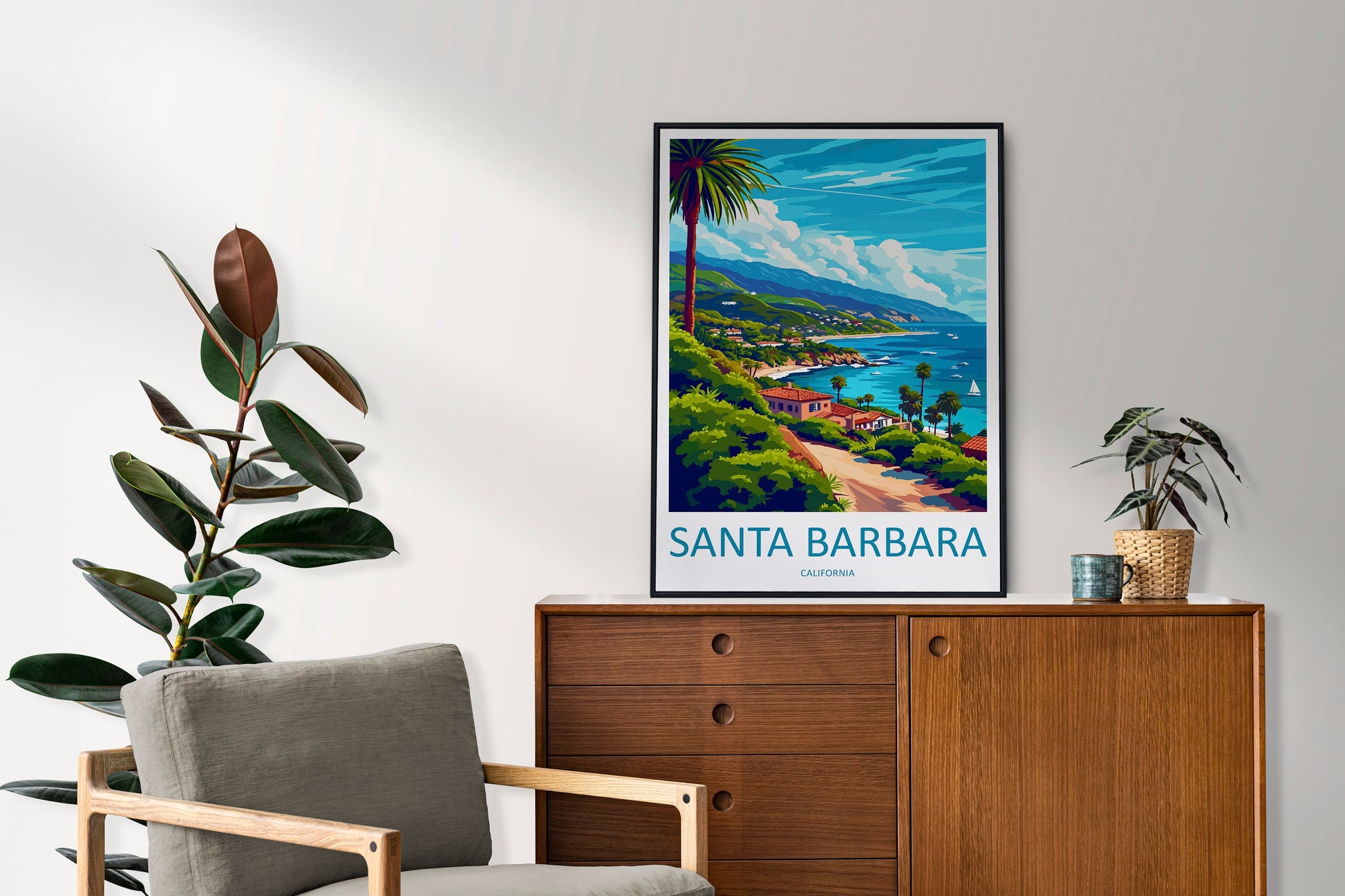 Santa Barbara Travel Print Wall Art Santa Barbara Wall Hanging Home Décor Santa Barbara Gift Art Lovers California Art Lover Gift