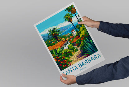 Santa Barbara Travel Print Wall Art Santa Barbara Wall Hanging Home Décor Santa Barbara Gift Art Lovers California Art Lover Gift