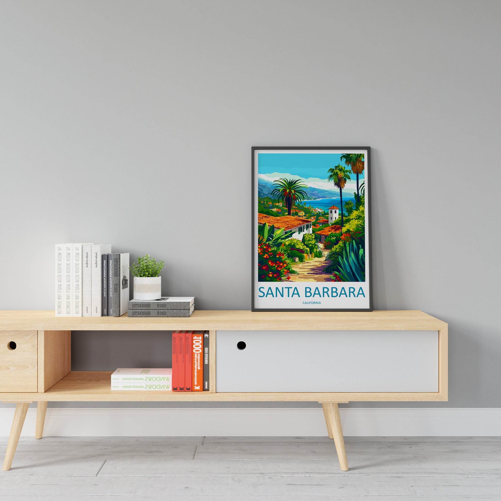 Santa Barbara Travel Print Wall Art Santa Barbara Wall Hanging Home Décor Santa Barbara Gift Art Lovers California Art Lover Gift