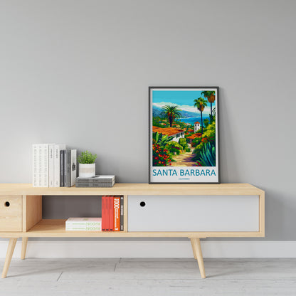Santa Barbara Travel Print Wall Art Santa Barbara Wall Hanging Home Décor Santa Barbara Gift Art Lovers California Art Lover Gift