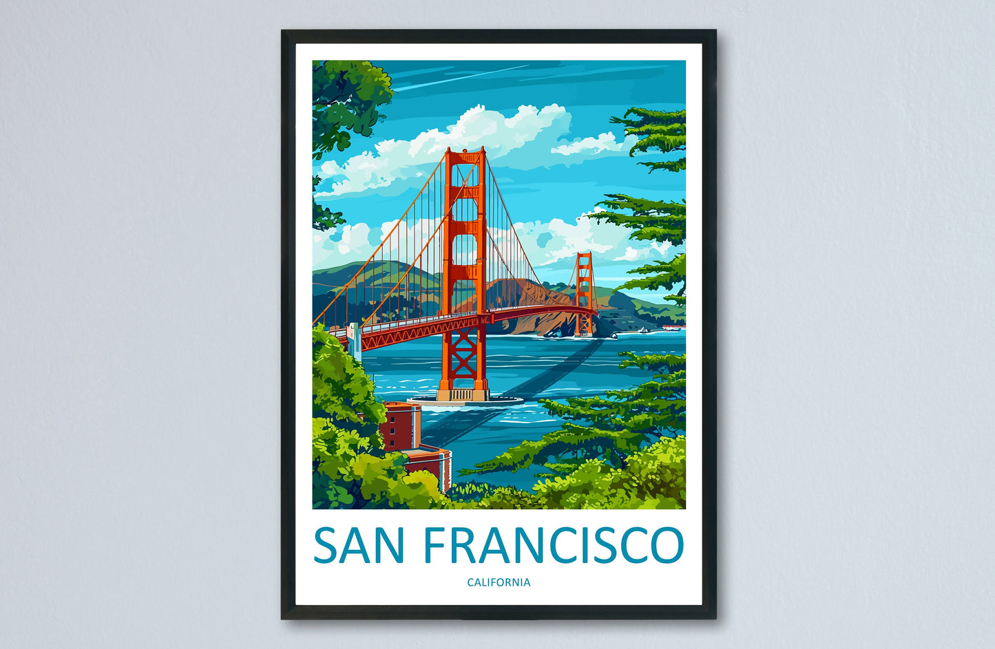 San Francisco Golden Gate Travel Print Wall Art San Francisco Wall Hanging Home Décor San Francisco Gift Art Lovers California Art Lover