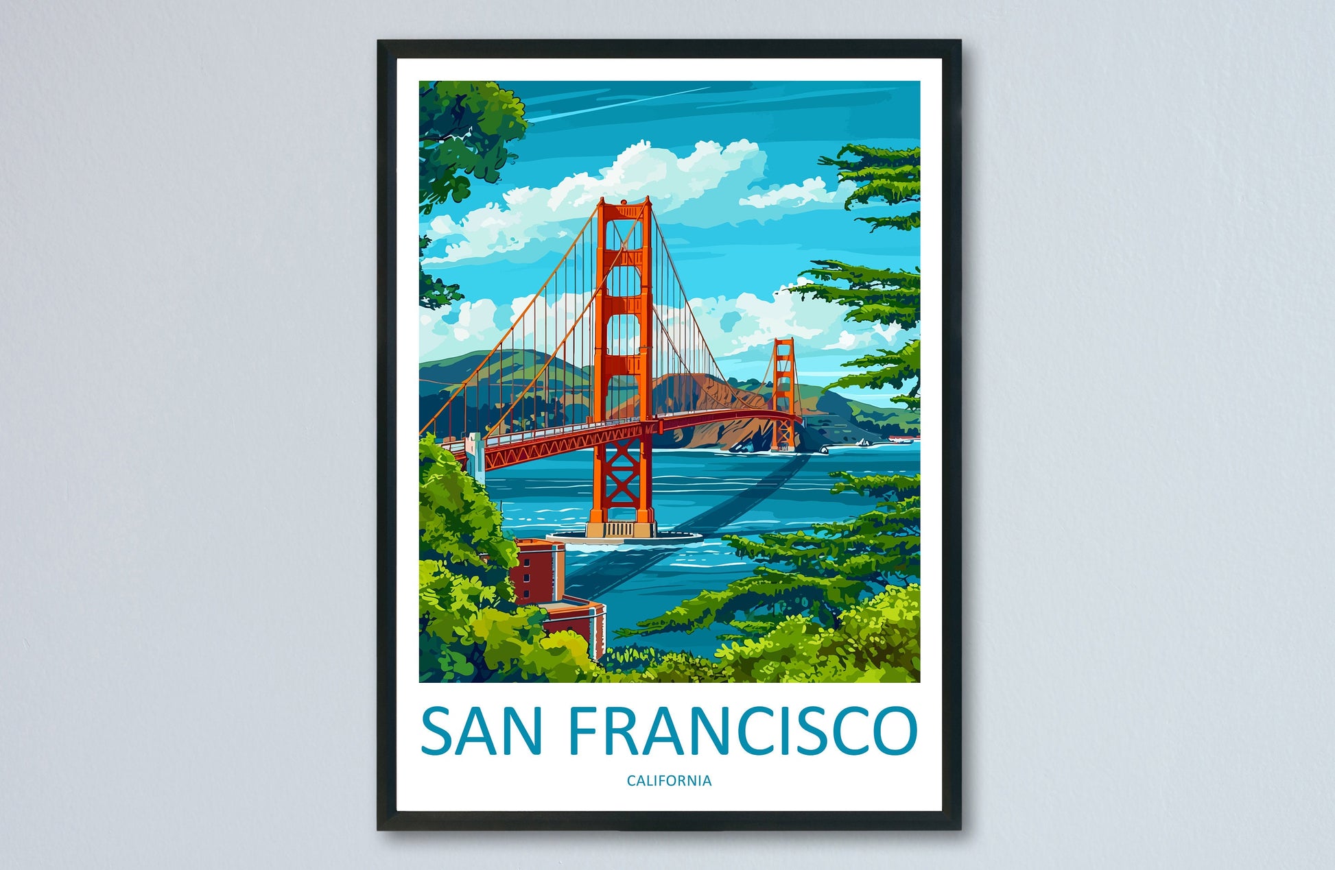 San Francisco Golden Gate Travel Print Wall Art San Francisco Wall Hanging Home Décor San Francisco Gift Art Lovers California Art Lover