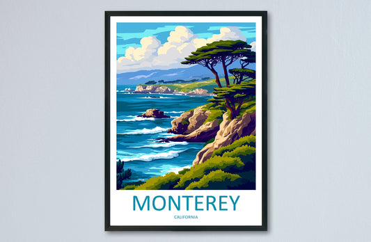 Monterey Bay Travel Print Wall Art Monterey Bay Wall Hanging Home Décor Monterey Bay Gift Art Lovers California Art Lover Gift Monterey Bay