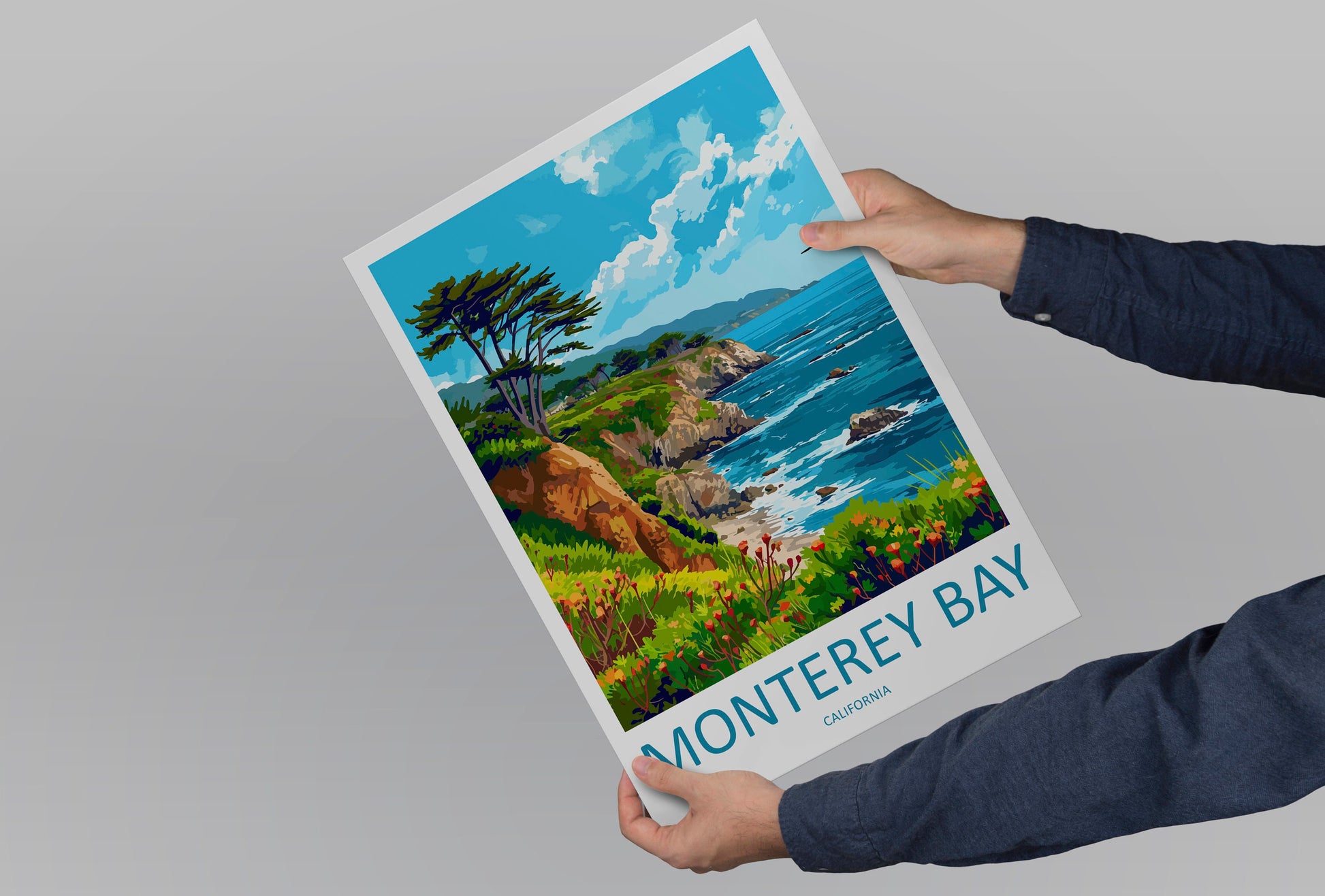 Monterey Bay Travel Print Wall Art Monterey Bay Wall Hanging Home Décor Monterey Bay Gift Art Lovers California Art Lover Gift Monterey Bay