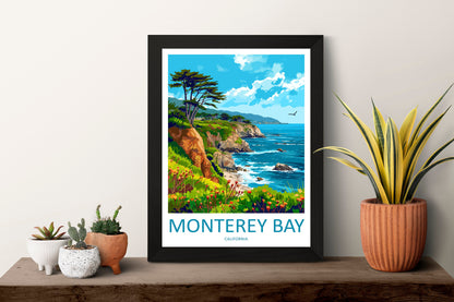Monterey Bay Travel Print Wall Art Monterey Bay Wall Hanging Home Décor Monterey Bay Gift Art Lovers California Art Lover Gift Monterey Bay