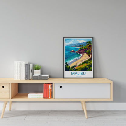 Malibu Travel Print Wall Art Malibu Wall Hanging Home Décor Malibu Gift Art Lovers California Art Lover Gift Malibu Decor