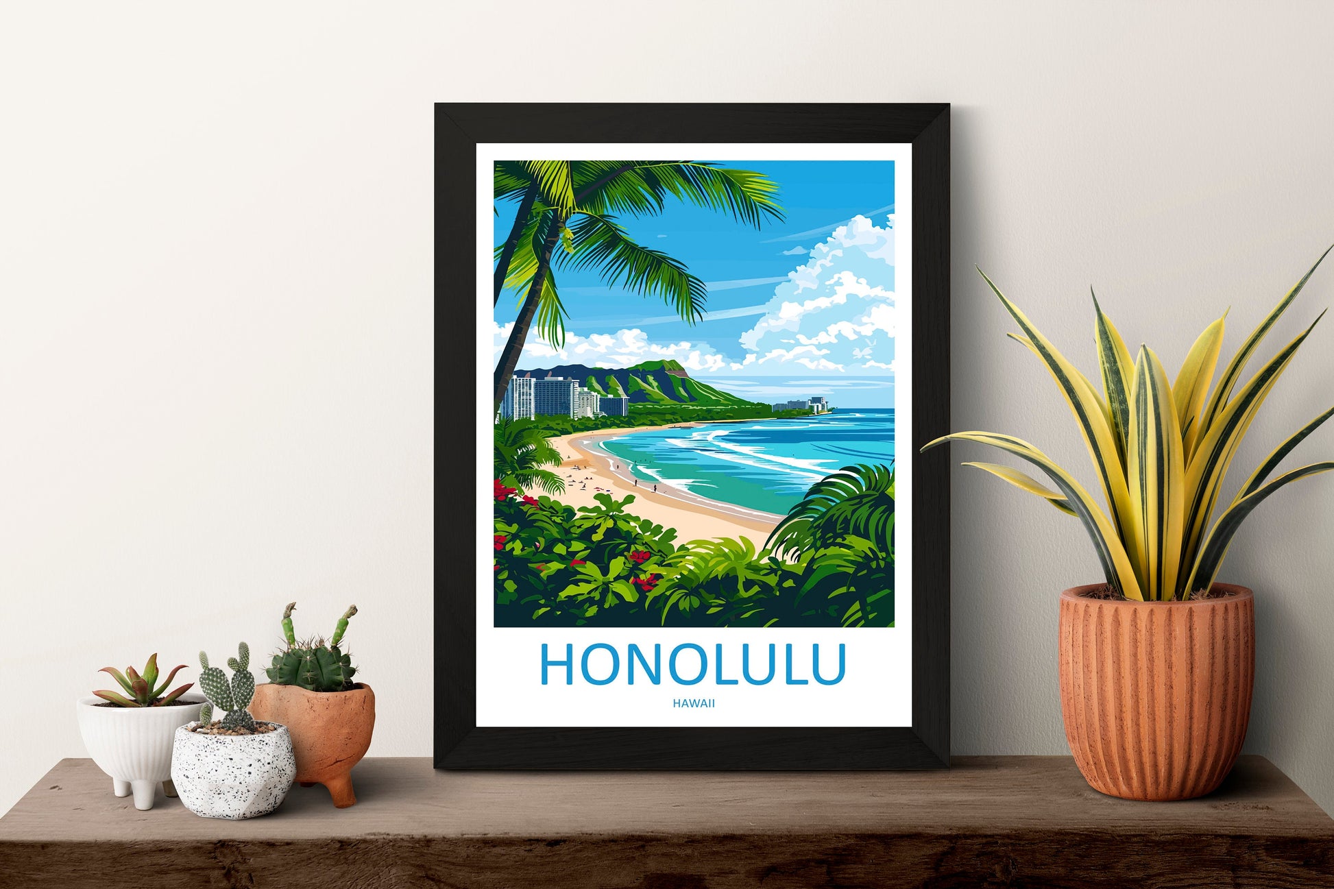 Honolulu Travel Print Wall Art Honolulu Wall Hanging Home Décor Honolulu Gift Art Lovers Hawaii Art Lover Gift Print Artwork