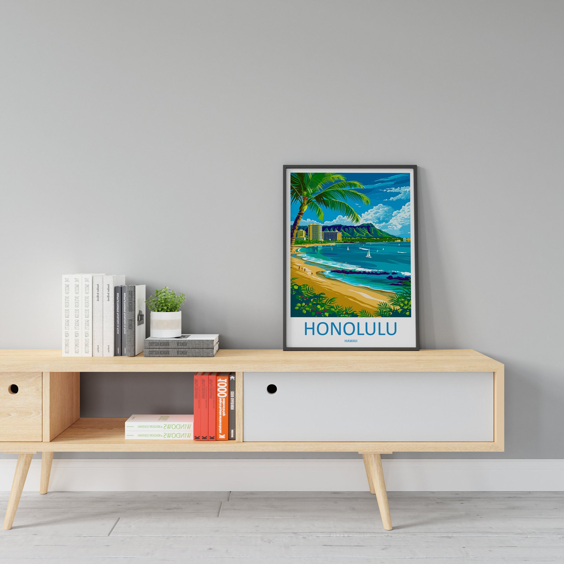 Honolulu Travel Print Wall Art Honolulu Wall Hanging Home Décor Honolulu Gift Art Lovers Hawaii Art Lover Gift Print Artwork