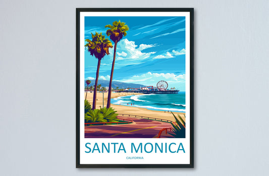 Santa Monica Travel Print Wall Art Santa Monica Wall Hanging Home Décor Santa Monica Gift Art Lovers California Art Lover Gift Santa Monica