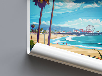 Santa Monica Travel Print Wall Art Santa Monica Wall Hanging Home Décor Santa Monica Gift Art Lovers California Art Lover Gift Santa Monica