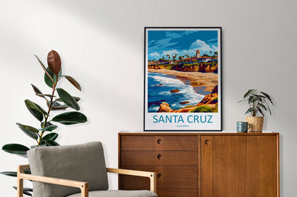 Santa Cruz Travel Print Wall Art Santa Cruz Wall Hanging Home Décor Santa Cruz Gift Art Lovers California Art Lover Gift Santa Cruz Poster