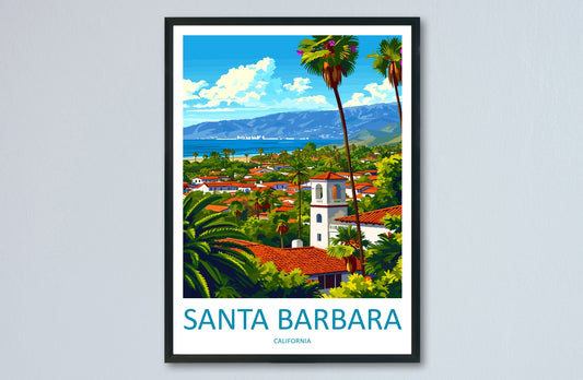 Santa Barbara Travel Print Wall Art Santa Barbara Wall Hanging Home Décor Santa Barbara Gift Art Lovers California Art Lover Gift