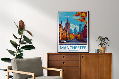 Manchester Travel Print Wall Art Manchester Wall Hanging Home Décor Manchester Gift Art Lovers England Art Lover Gift Manchester Travel Art