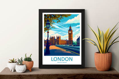 London Travel Print Wall Art London Wall Hanging Home Décor London Gift Art Lovers England Art Lover Gift London Travel Gift