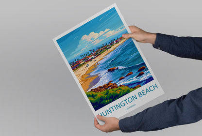 Huntington Beach Travel Print Wall Art Huntington Beach Wall Hanging Home Décor Huntington Beach Gift Art Lovers California Art Lover Gift