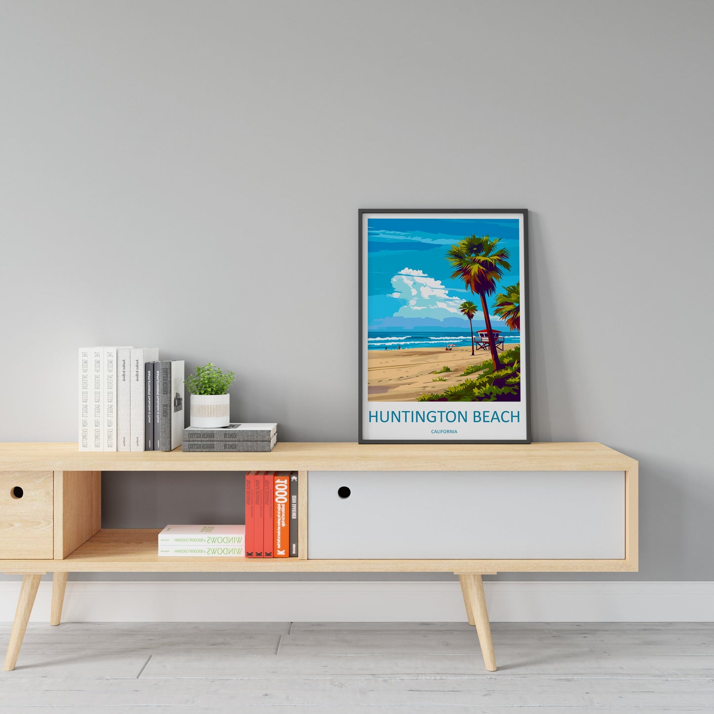 Huntington Beach Travel Print Wall Art Huntington Beach Wall Hanging Home Décor Huntington Beach Gift Art Lovers California Art Lover Gift