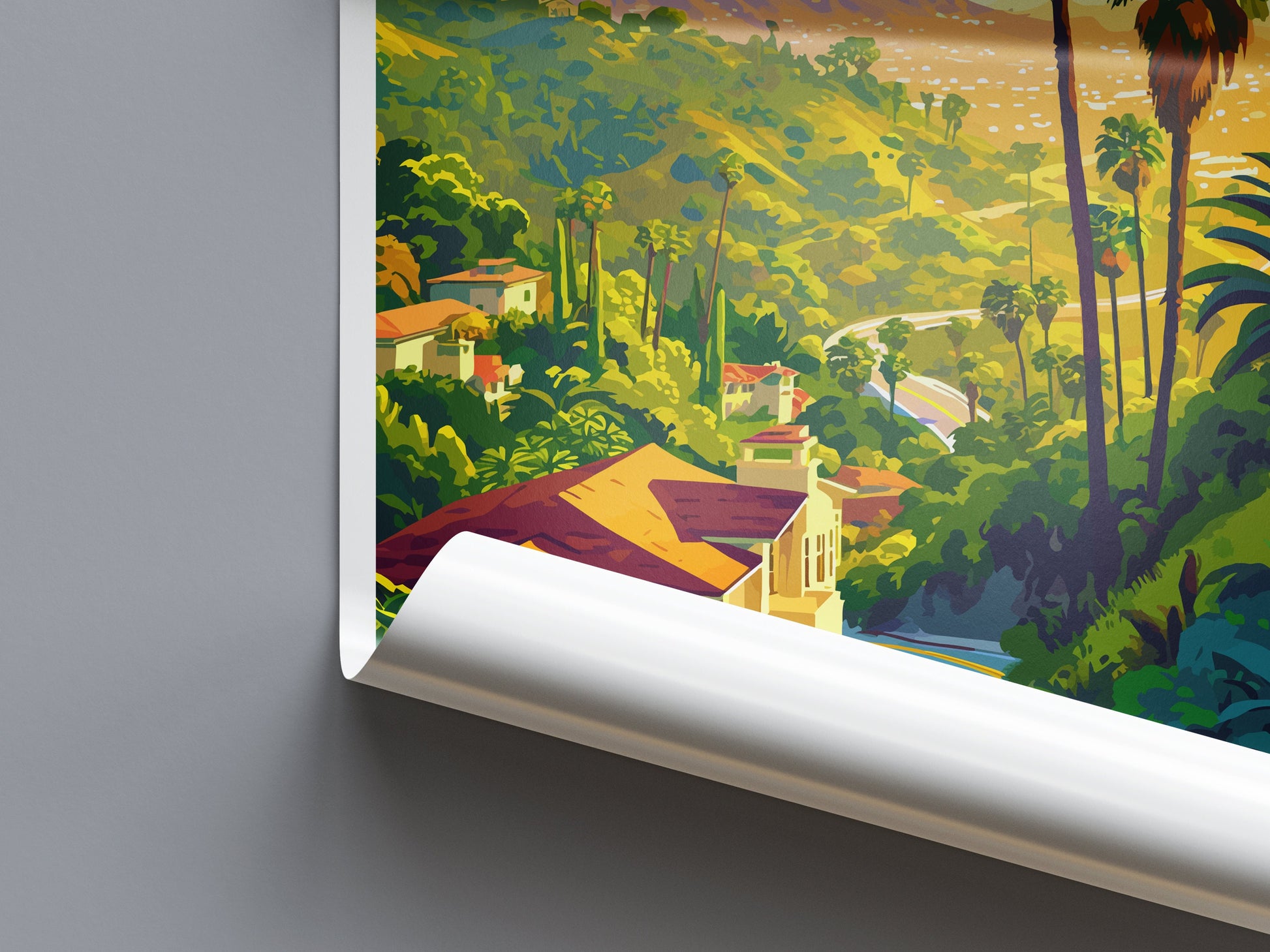 Hollywood Travel Print Wall Art Hollywood Wall Hanging Home Décor Hollywood Gift Art Lovers California Art Lover Gift Hollywood Hills