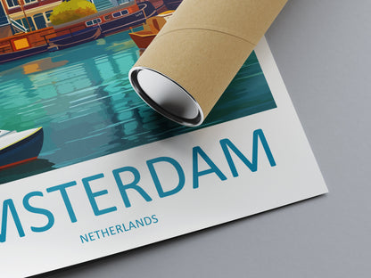 Amsterdam Travel Print Wall Art Amsterdam Wall Hanging Home Décor Amsterdam Gift Art Lovers Netherlands Art Lover Gift Amsterdam Decor