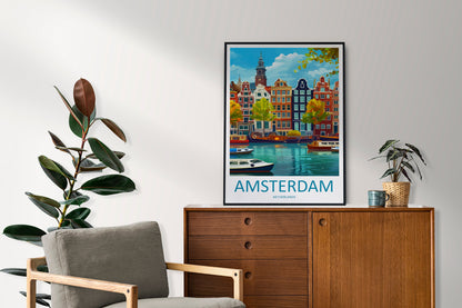 Amsterdam Travel Print Wall Art Amsterdam Wall Hanging Home Décor Amsterdam Gift Art Lovers Netherlands Art Lover Gift Amsterdam Decor