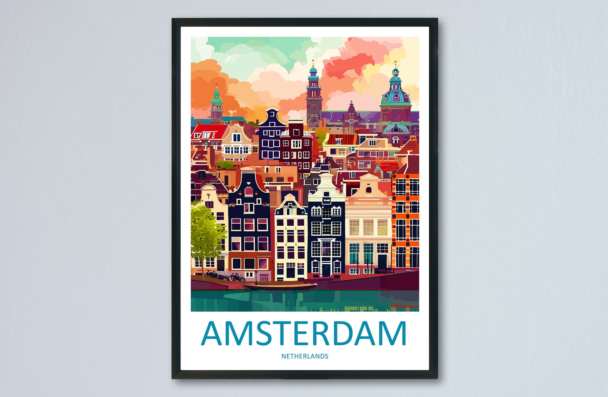 Amsterdam Travel Print Wall Art Amsterdam Wall Hanging Home Décor Amsterdam Gift Art Lovers Netherlands Art Lover Gift Amsterdam Decor