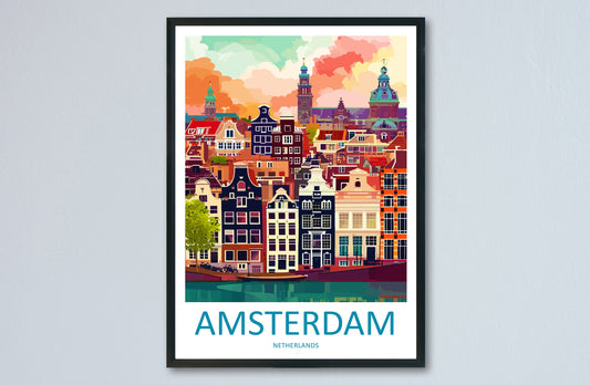Amsterdam Travel Print Wall Art Amsterdam Wall Hanging Home Décor Amsterdam Gift Art Lovers Netherlands Art Lover Gift Amsterdam Decor