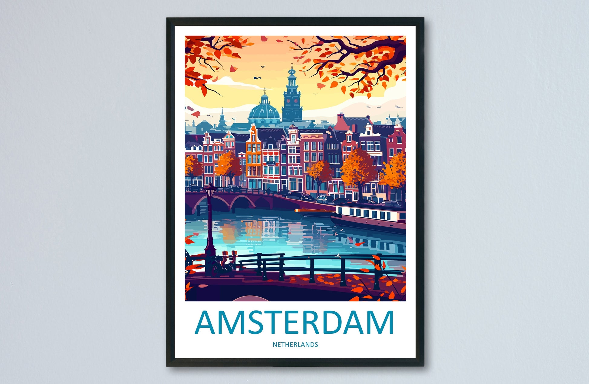 Amsterdam Travel Print Wall Art Amsterdam Wall Hanging Home Décor Amsterdam Gift Art Lovers Netherlands Art Lover Gift Amsterdam Decor