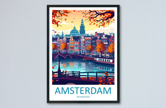 Amsterdam Travel Print Wall Art Amsterdam Wall Hanging Home Décor Amsterdam Gift Art Lovers Netherlands Art Lover Gift Amsterdam Decor
