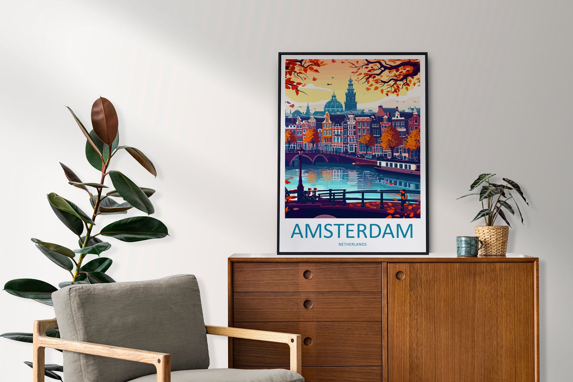 Amsterdam Travel Print Wall Art Amsterdam Wall Hanging Home Décor Amsterdam Gift Art Lovers Netherlands Art Lover Gift Amsterdam Decor