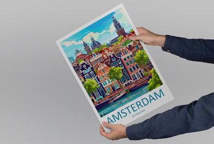 Amsterdam Travel Print Wall Art Amsterdam Wall Hanging Home Décor Amsterdam Gift Art Lovers Netherlands Art Lover Gift Amsterdam Decor