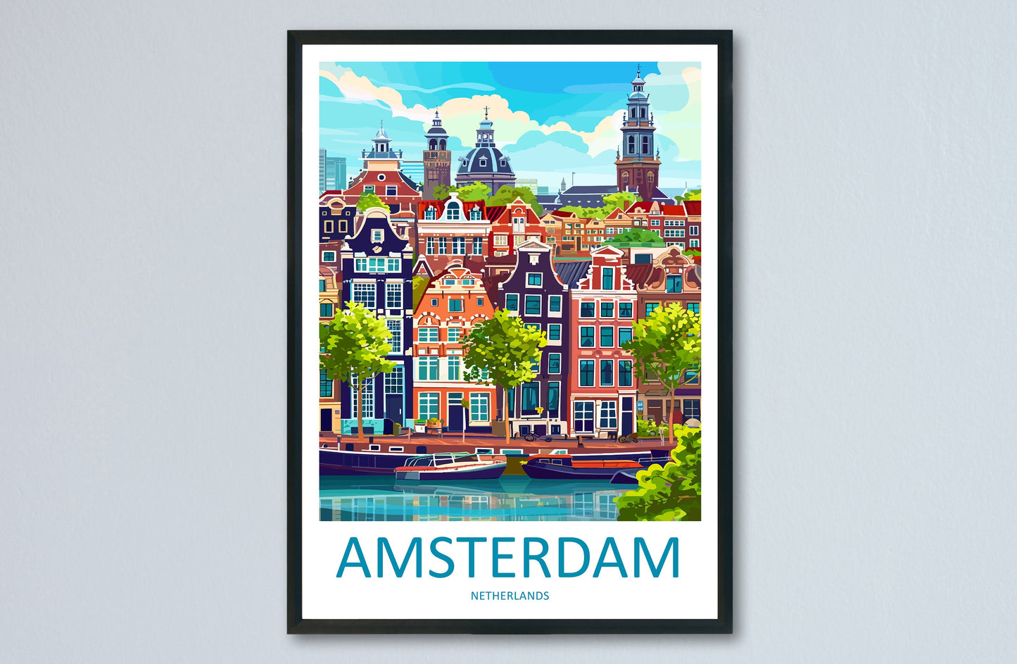 Amsterdam Travel Print Wall Art Amsterdam Wall Hanging Home Décor Amsterdam Gift Art Lovers Netherlands Art Lover Gift Amsterdam Decor