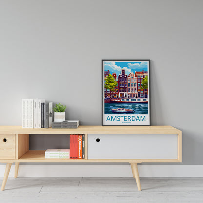 Amsterdam Travel Print Wall Art Amsterdam Wall Hanging Home Décor Amsterdam Gift Art Lovers Netherlands Art Lover Gift Amsterdam Decor