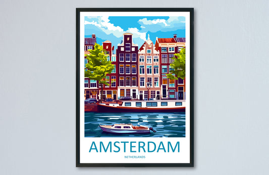 Amsterdam Travel Print Wall Art Amsterdam Wall Hanging Home Décor Amsterdam Gift Art Lovers Netherlands Art Lover Gift Amsterdam Decor