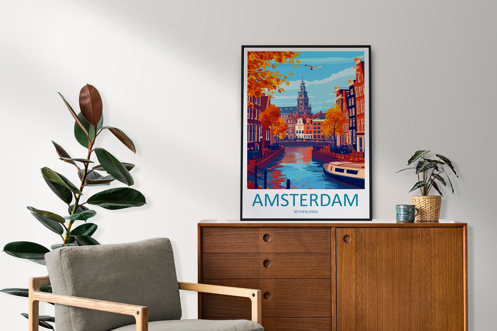 Amsterdam Travel Print Wall Art Amsterdam Wall Hanging Home Décor Amsterdam Gift Art Lovers Netherlands Art Lover Gift Amsterdam Decor