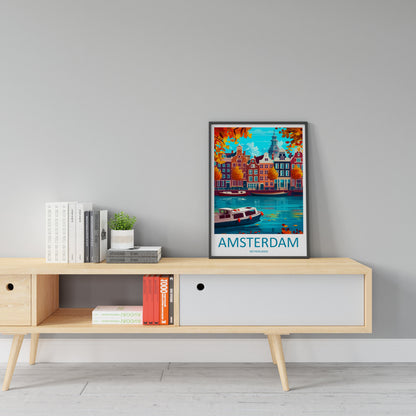 Amsterdam Travel Print Wall Art Amsterdam Wall Hanging Home Décor Amsterdam Gift Art Lovers Netherlands Art Lover Gift Amsterdam Decor