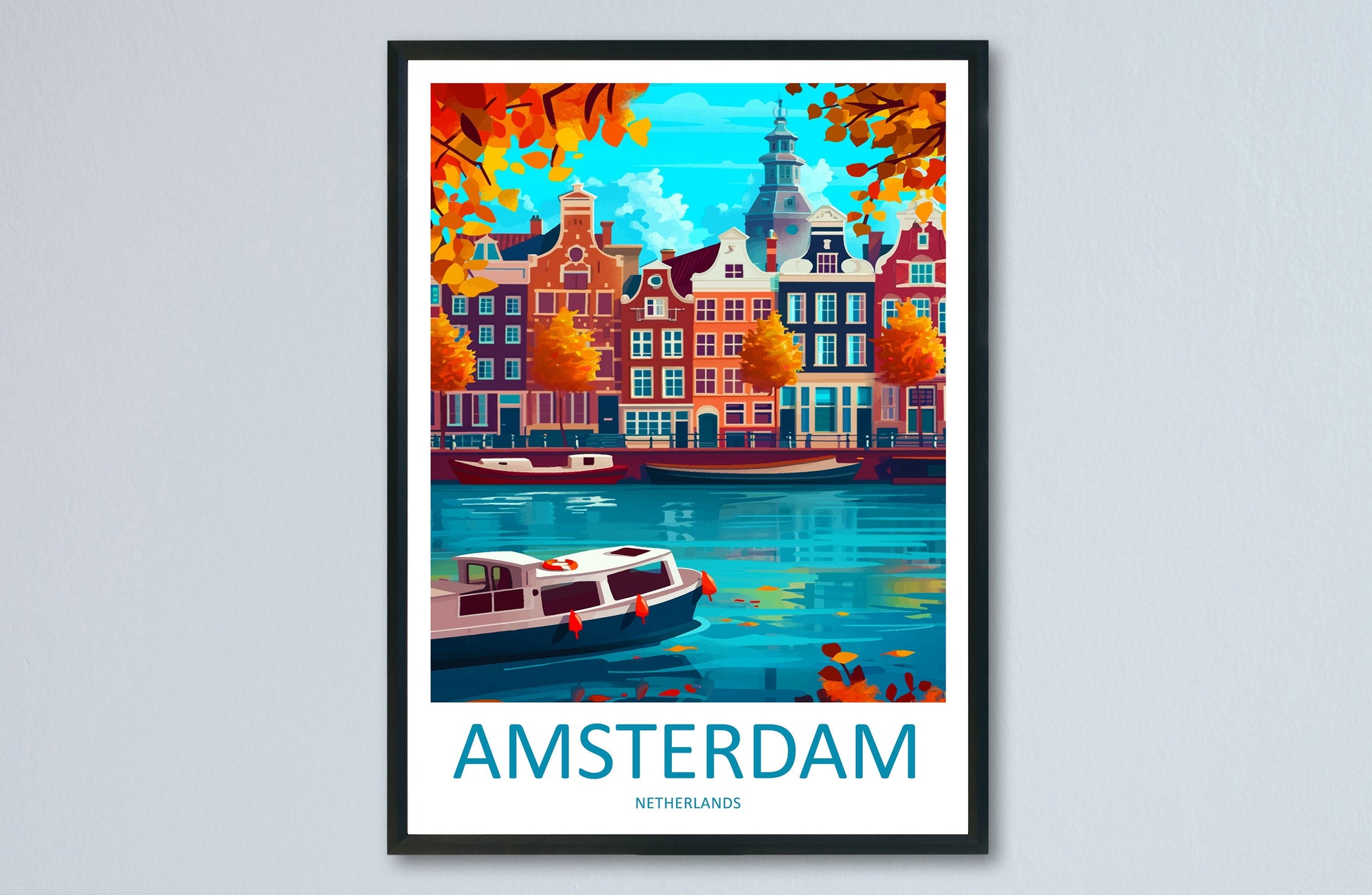 Amsterdam Travel Print Wall Art Amsterdam Wall Hanging Home Décor Amsterdam Gift Art Lovers Netherlands Art Lover Gift Amsterdam Decor