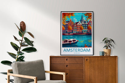 Amsterdam Travel Print Wall Art Amsterdam Wall Hanging Home Décor Amsterdam Gift Art Lovers Netherlands Art Lover Gift Amsterdam Decor