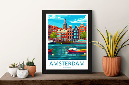Amsterdam Travel Print Wall Art Amsterdam Wall Hanging Home Décor Amsterdam Gift Art Lovers Netherlands Art Lover Gift Amsterdam Decor