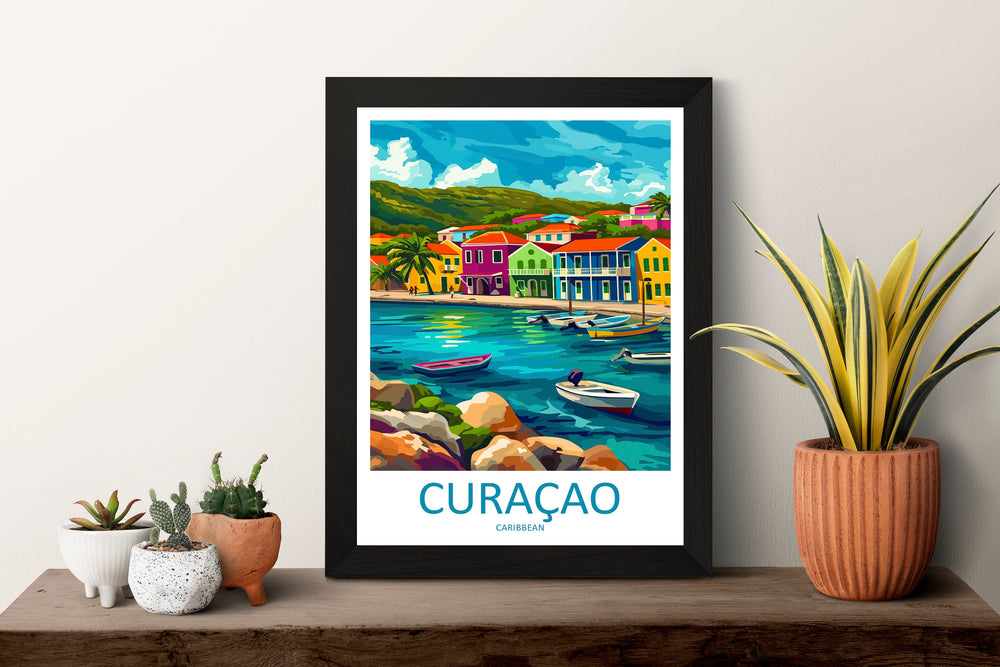 Curaçao Travel Print Wall Art Curaçao Wall Hanging Home Décor Curaçao Gift Art Lovers Wall Art Caribbean Travel Print Poster Gift