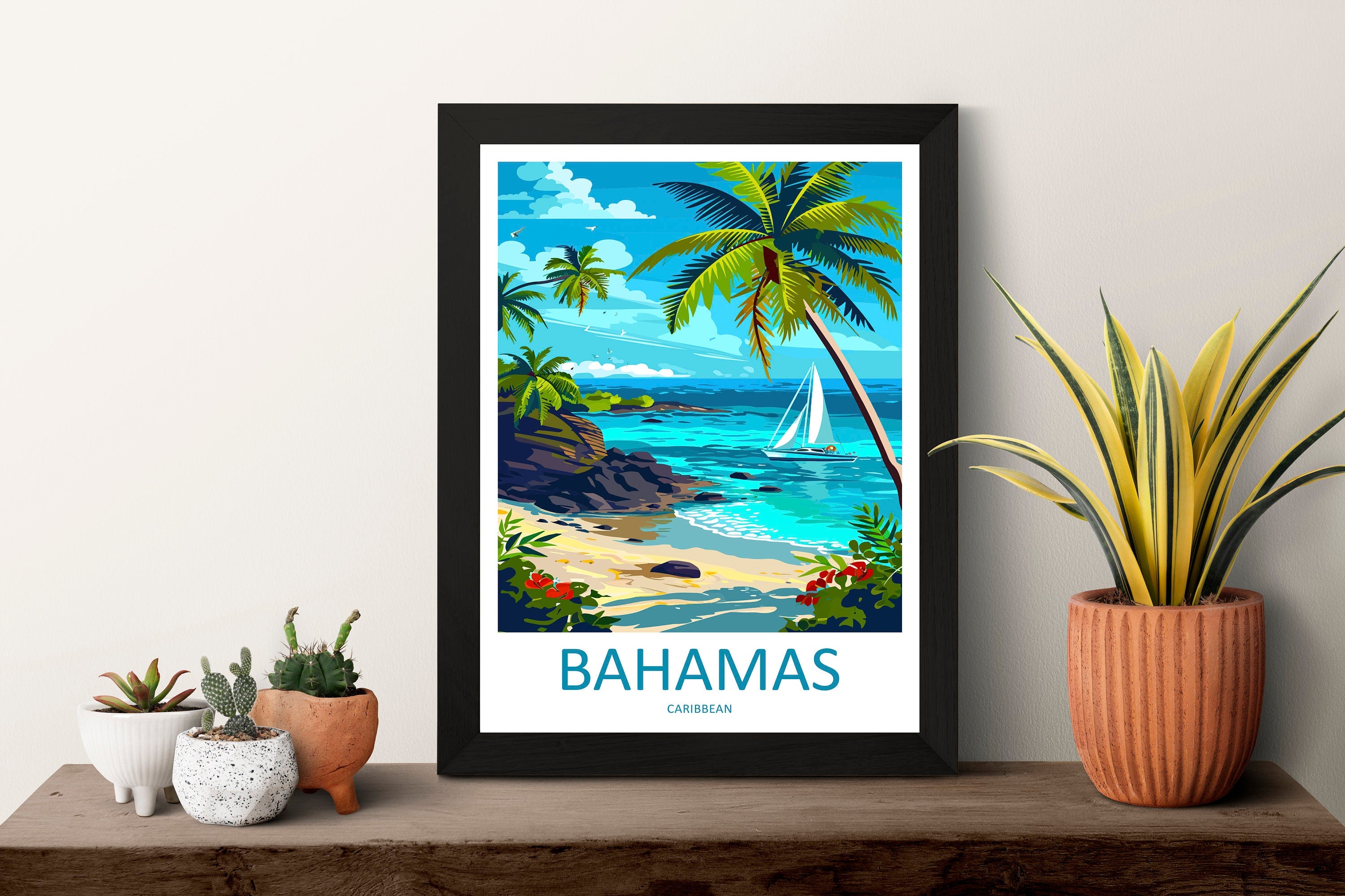 Bahamas Travel Print Wall Art Bahamas Wall Hanging Home Décor Bahamas Gift Art Lovers Wall Art Caribbean Travel Print Bahamas Decor